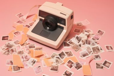 pink Polaroid camera