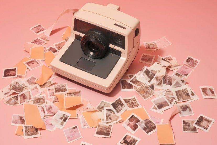 pink Polaroid camera